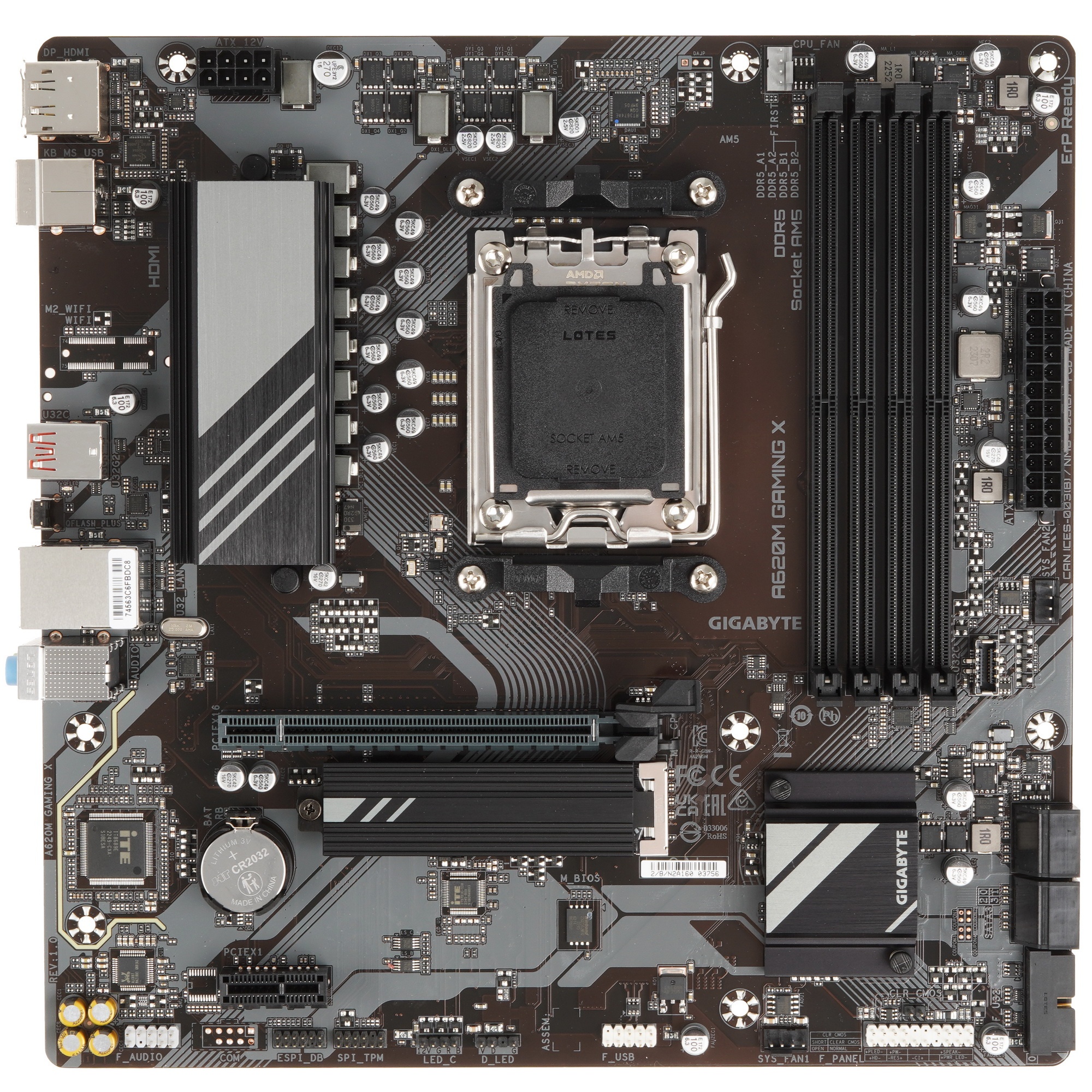Материнская плата Gigabyte A620M GAMING X, Micro-ATX, AM5, AMD A620, 4xDDR5, 4xSATA, 1xM.2, 1xPCI-E