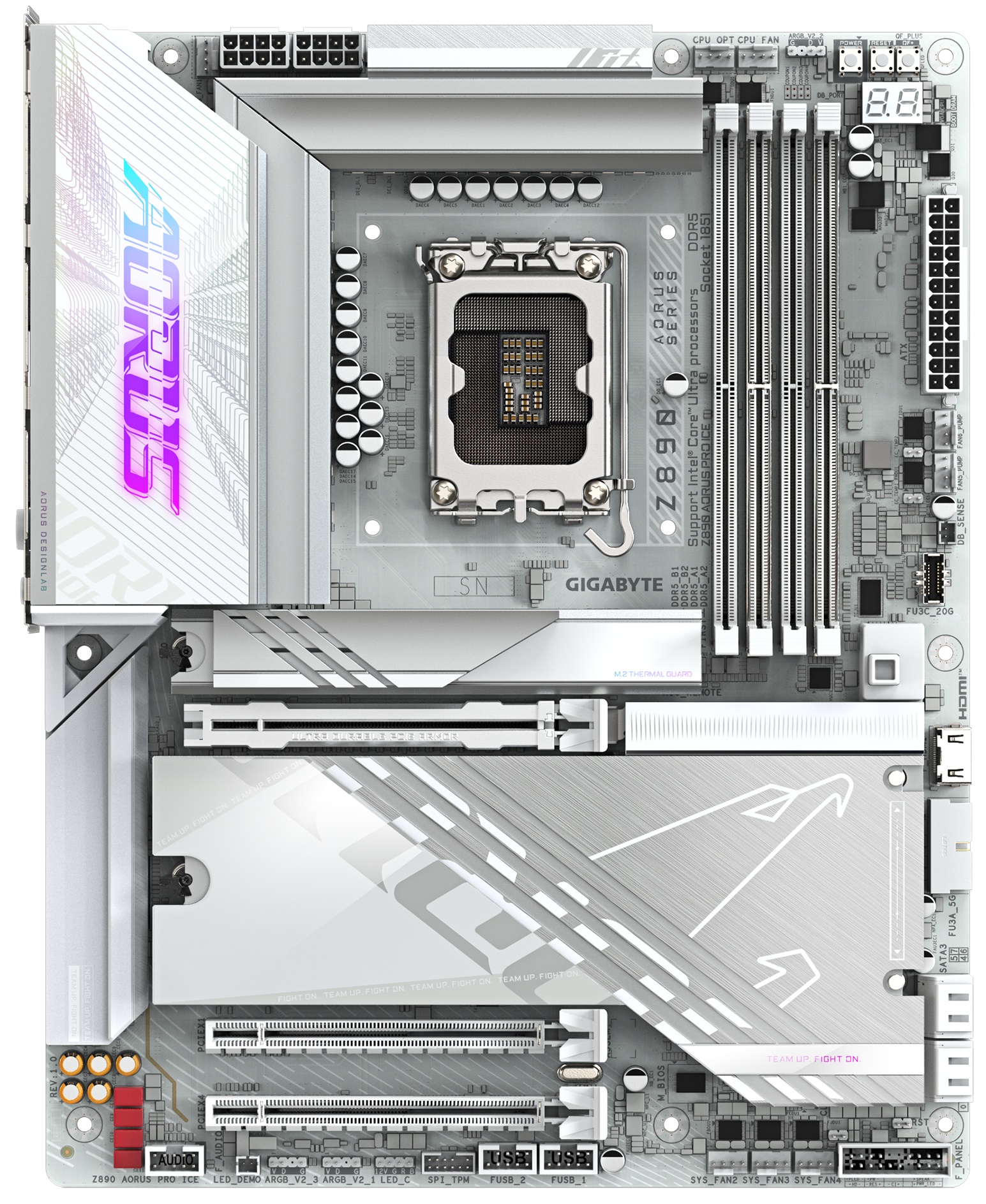 Материнская плата Gigabyte Z890 AORUS PRO ICE, LGA 1851, Intel Z890, 4xDDR5, 4xSATA, 5xM.2, 1xPCIe 5