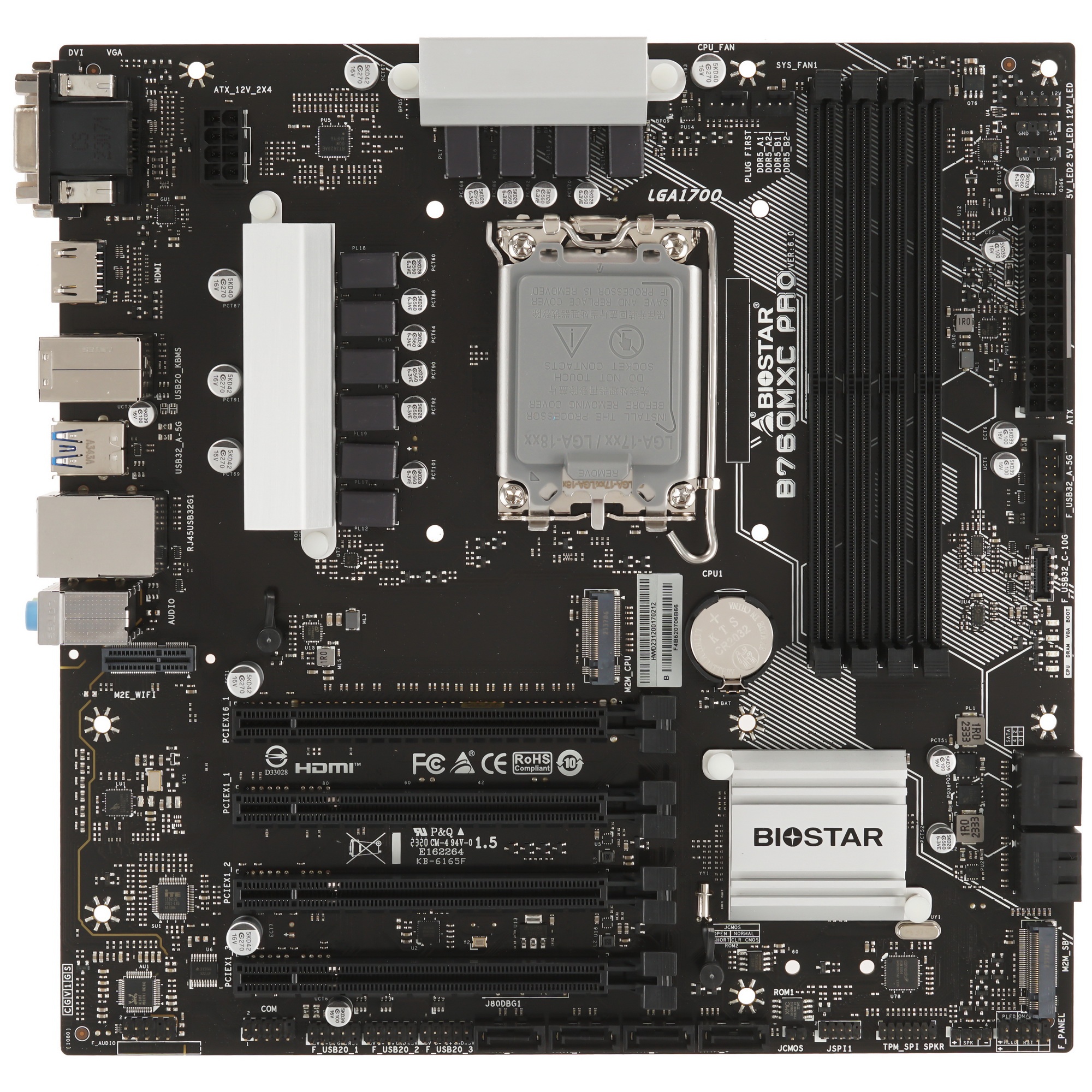 Материнская плата Biostar B760MXC PRO, LGA 1700, Intel B760, 4xDDR4, 8xSATA, 2xM.2, 1xPCIe 4.0 x16,