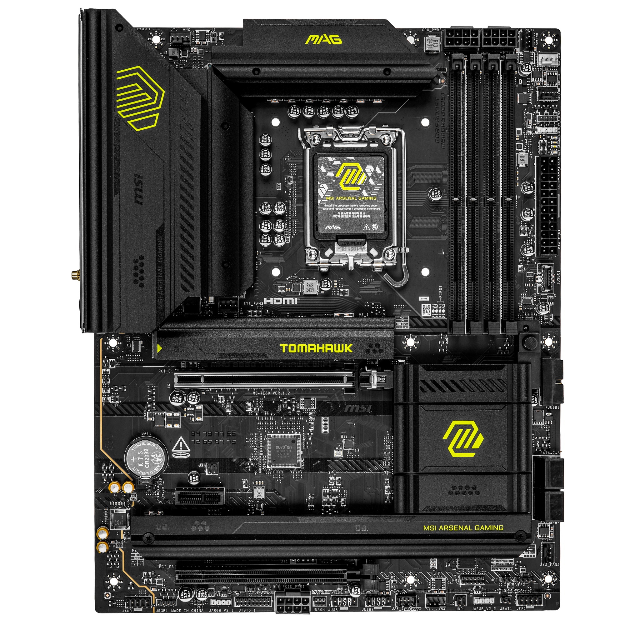 Материнская плата MSI MAG B860 TOMAHAWK WIFI, LGA 1851, Intel B860, 4xDDR5, 4xSATA, 3xM.2, 1xPCIe 4.