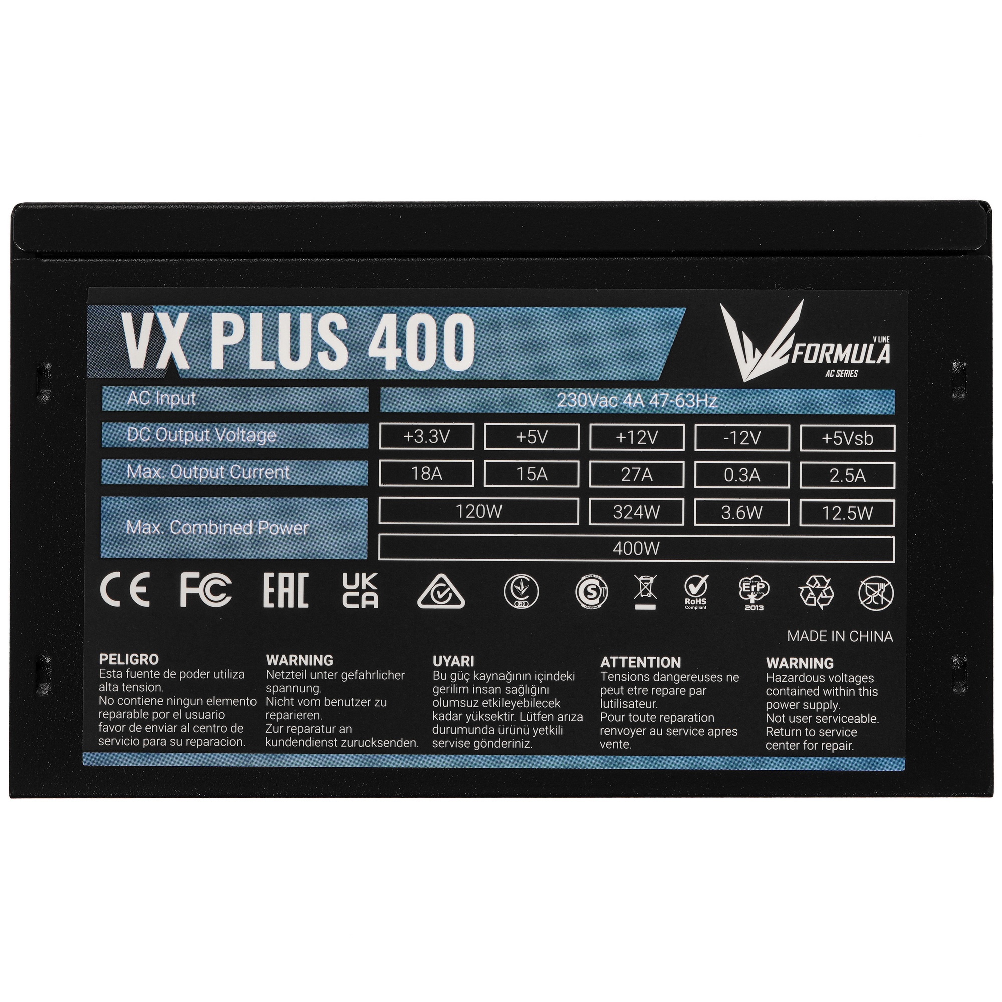 Блок питания Aerocool / Formula VX-400 PLUS, 400Вт, 120мм, черный