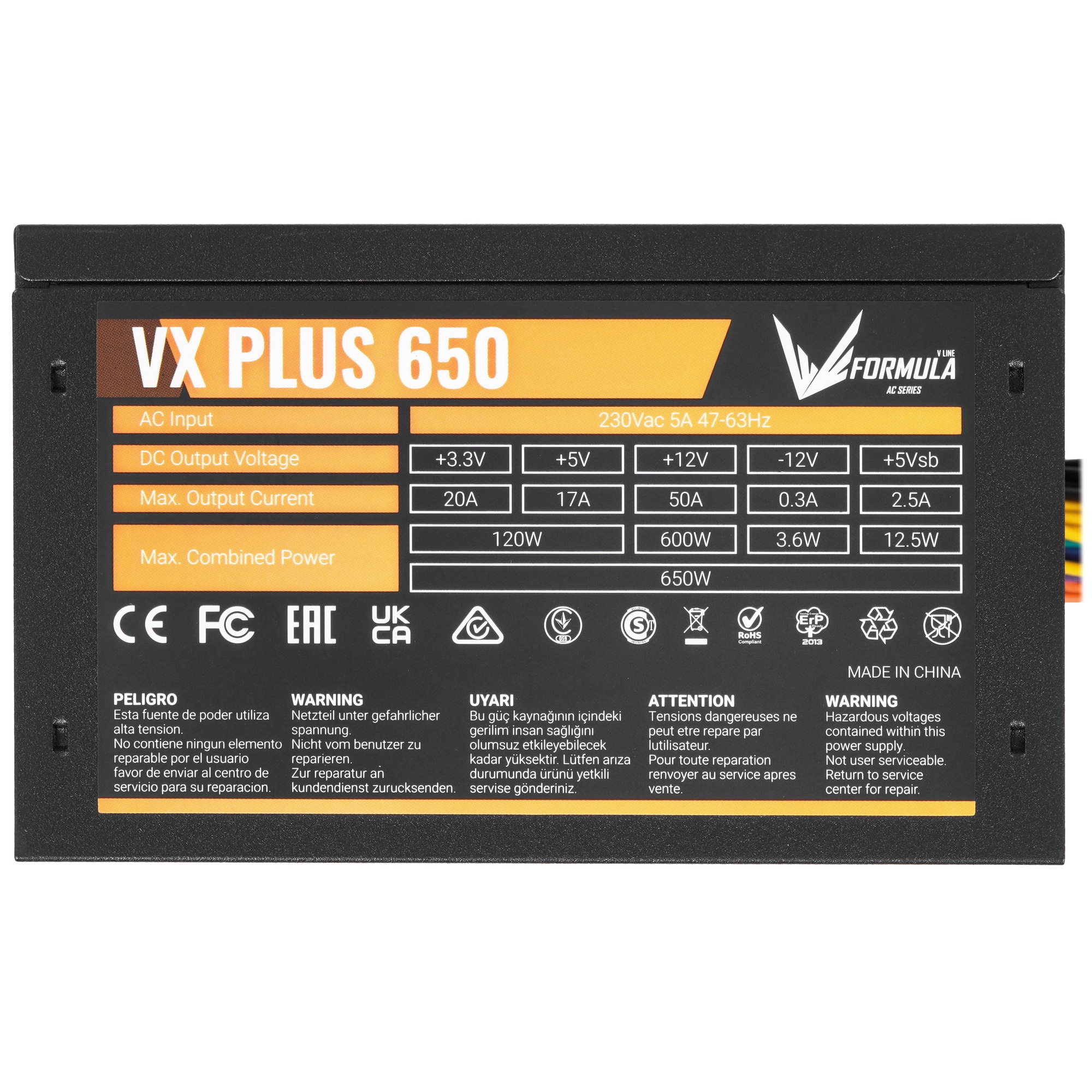 Блок питания Aerocool / Formula VX-650 PLUS, 650Вт, 120мм, черный