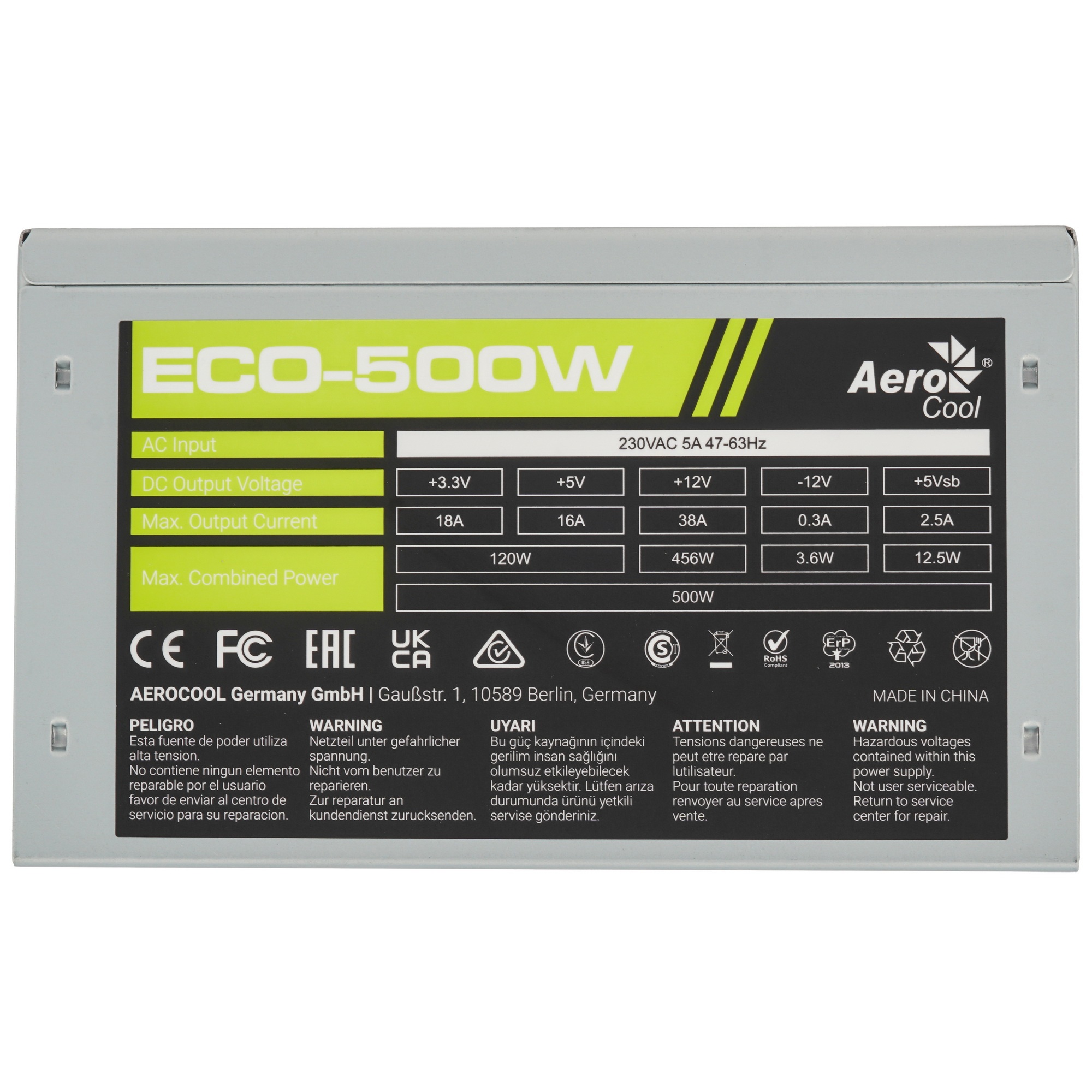 Блок питания Aerocool / Formula ECO-500W, 500Вт, 120мм, серый
