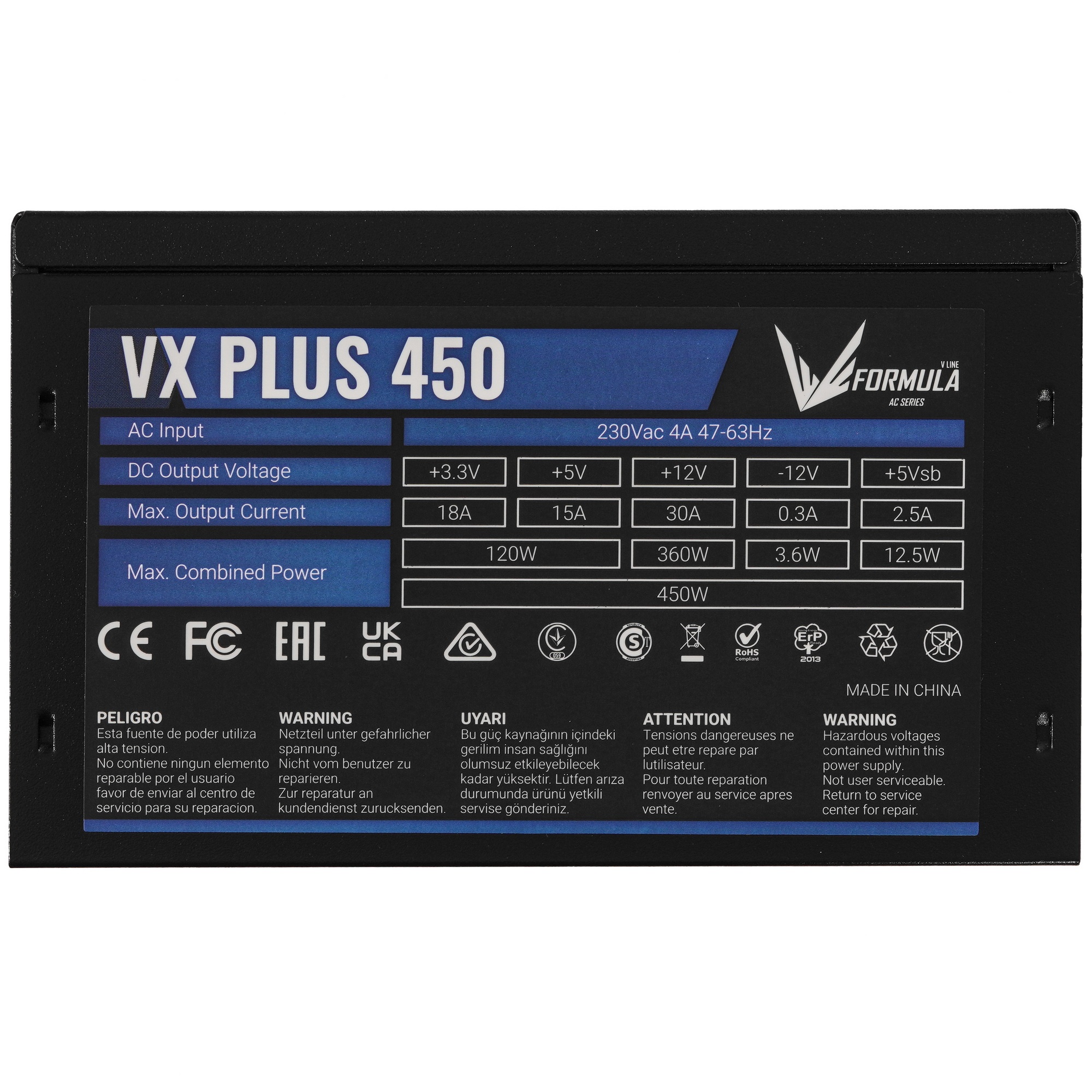 Блок питания Aerocool / Formula VX-450 PLUS, 450Вт, 120мм, черный