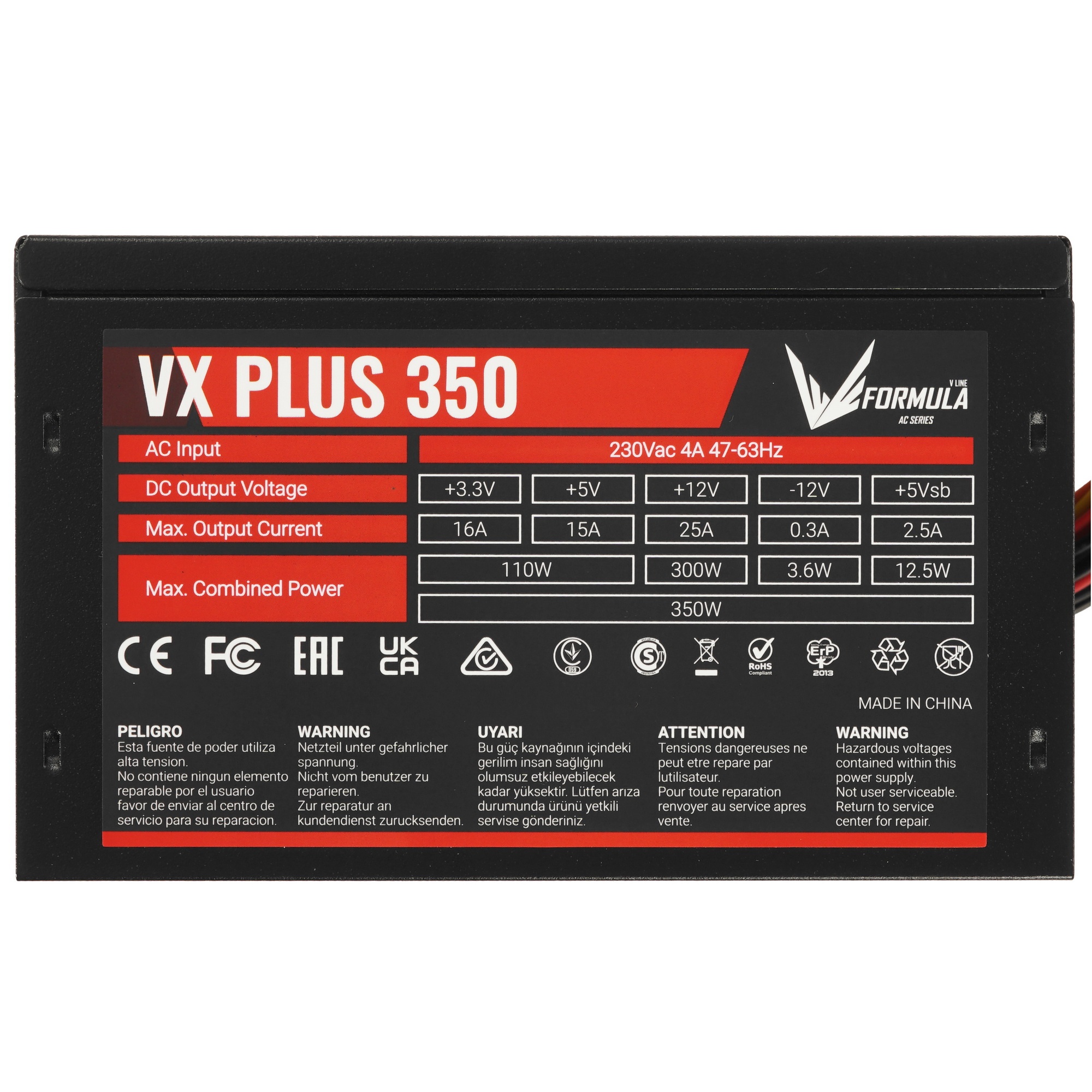 Блок питания Aerocool / Formula VX-350 PLUS, 350Вт, 120мм, черный
