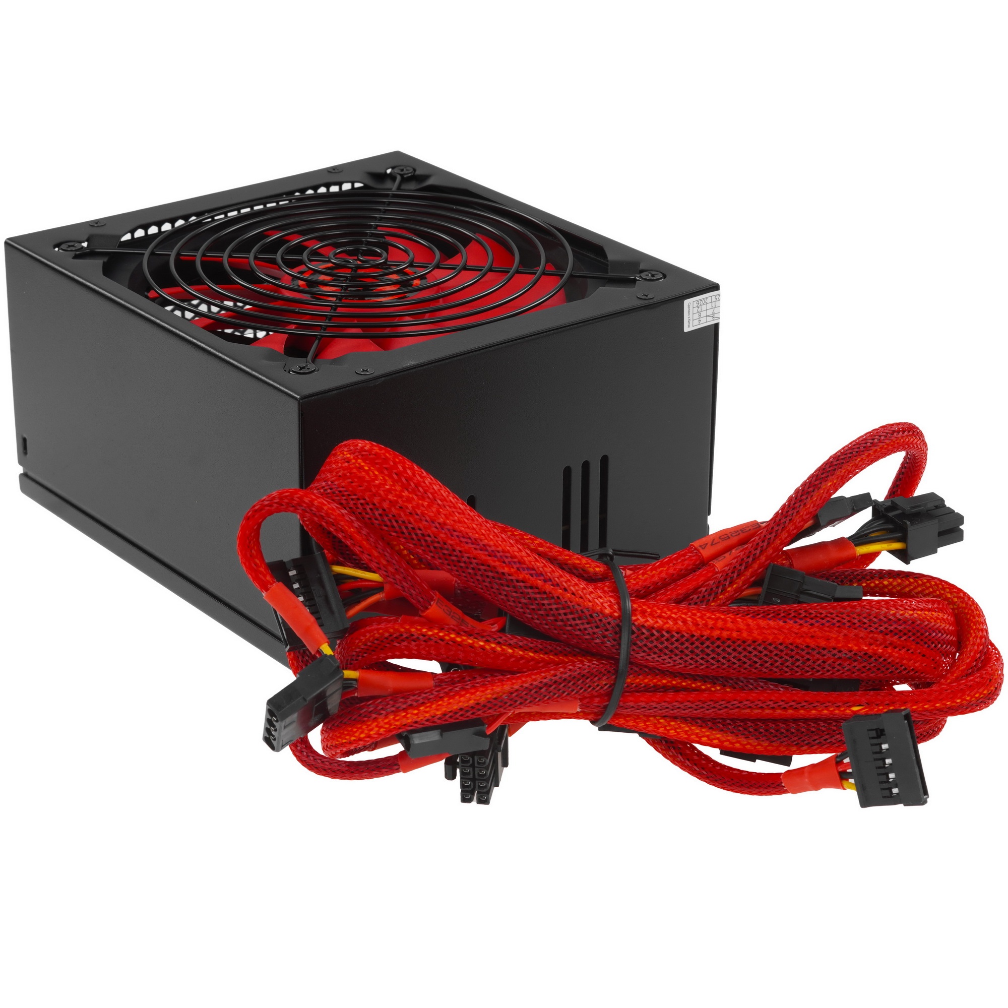 Блок питания Ginzzu PC500 (Red), 500Вт 80 PLUS, 140мм, черный (Red)