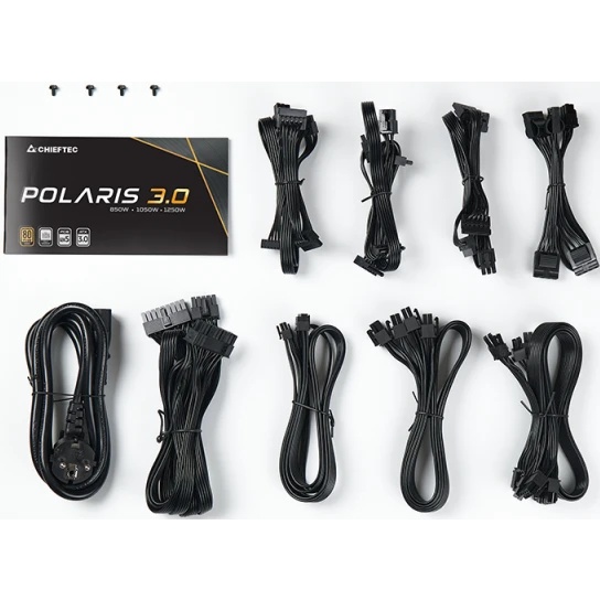 Блок питания Chieftec Polaris 3.0 PPS-1250FC-A3, 1250Вт, 80 PLUS Gold, 135мм, модульный, черный