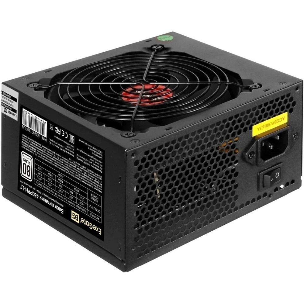 Блок питания ExeGate 80 PLUS 450PPH-LT, 450Вт, 80 PLUS, 120мм, черный