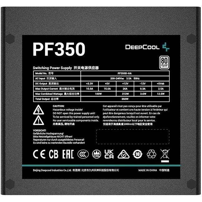 Блок питания Deepcool / GamerStorm PF350, 350Вт, 80 PLUS WHITE, 120мм, черный