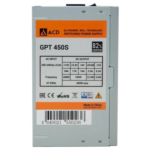 Блок питания CWT GPT-450S, 450Вт, 120мм, серый