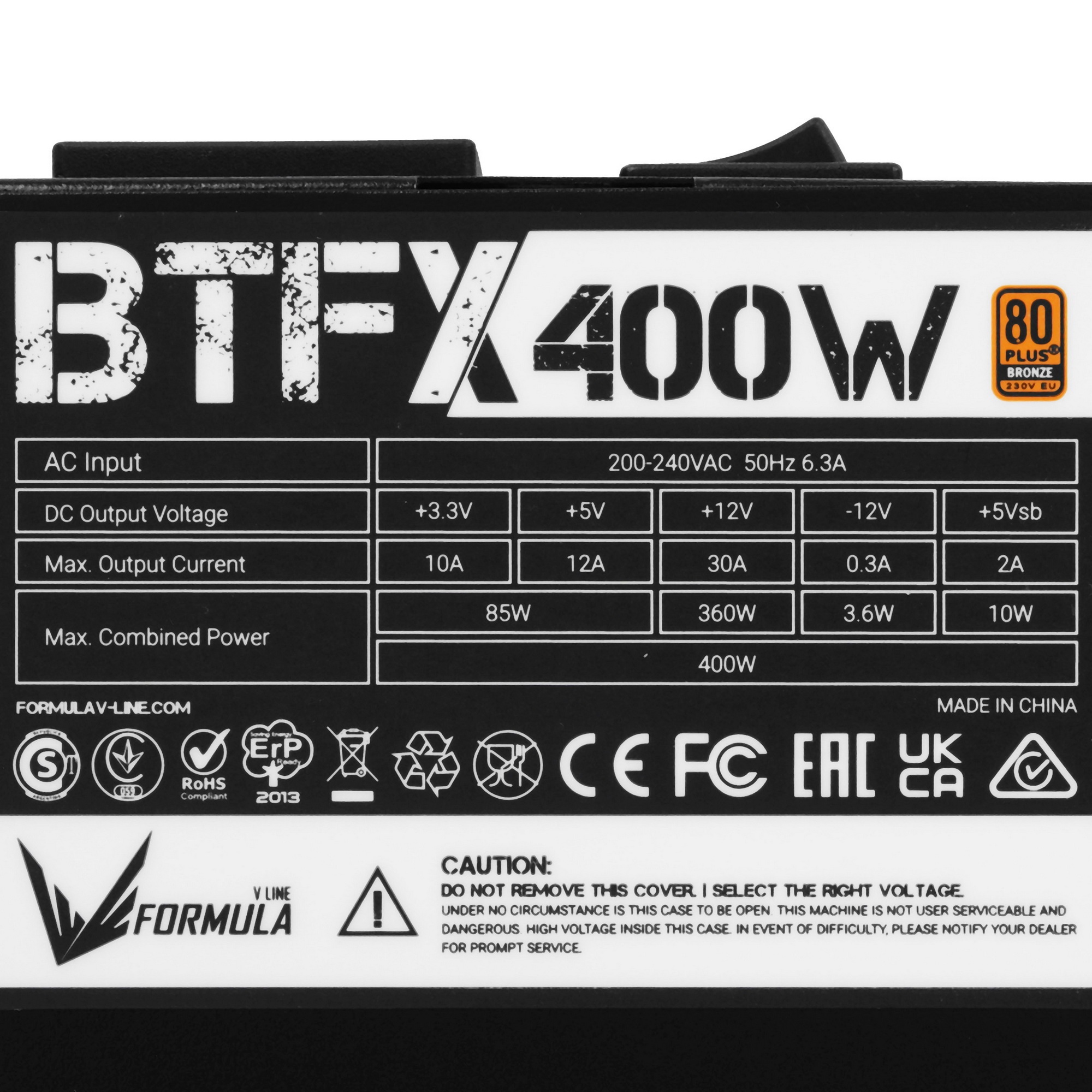 Блок питания Aerocool / Formula TFX 400W BTFX-400 80 PLUS  bronze (20+4pin) APFC 80mm fan 3xSATA Cab