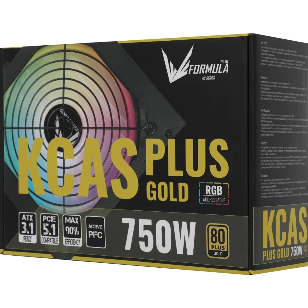 Блок питания Aerocool / Formula ATX 750W AC KCAS PLUS GOLD 750W RGB 80 PLUS gold (20+4pin) APFC 120m