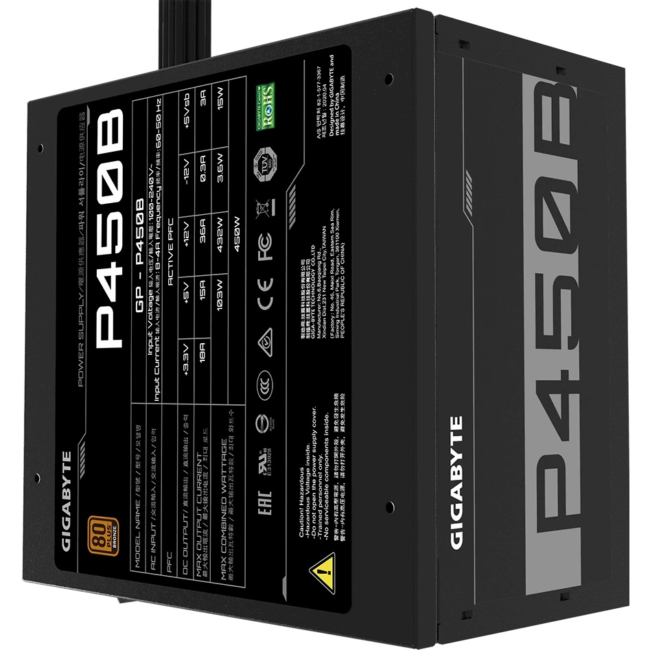 Блок питания Gigabyte GP-P450B, 450Вт, 80 PLUS Bronze, 120мм, черный