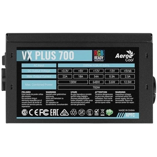 Блок питания Aerocool / Formula VX-700 PLUS RGB, 700Вт, 120мм, черный