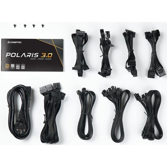 Блок питания Chieftec Polaris 3.0 PPS-1050FC-A3, 1050Вт, 80 PLUS Gold, 135мм, модульный, черный