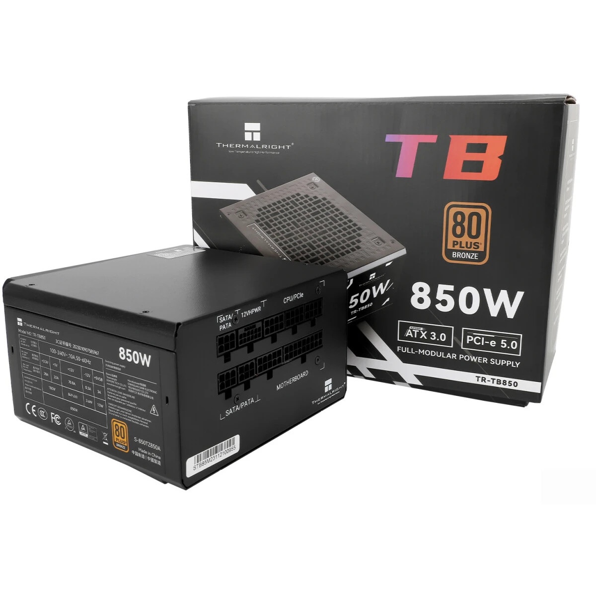 Блок питания Thermalright, 850W 80+ Bronze (ATX, 3.0, PCIe 5.0, Full modular, 1x24(20+4)pin, 2xCPU 8