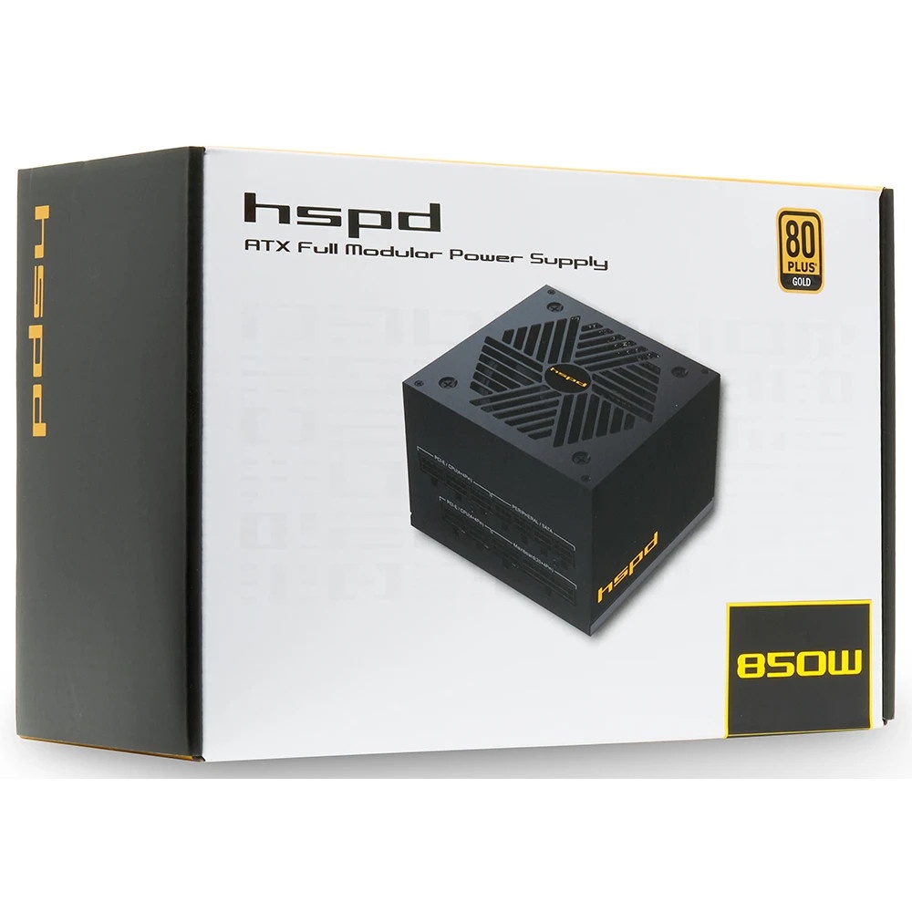 Блок питания HSPD, 850W 80 PLUS  Gold (ATX, 2.52, Full modular, 1x24(20+4)pin mesh 550mm, 1xCPU*2 8(