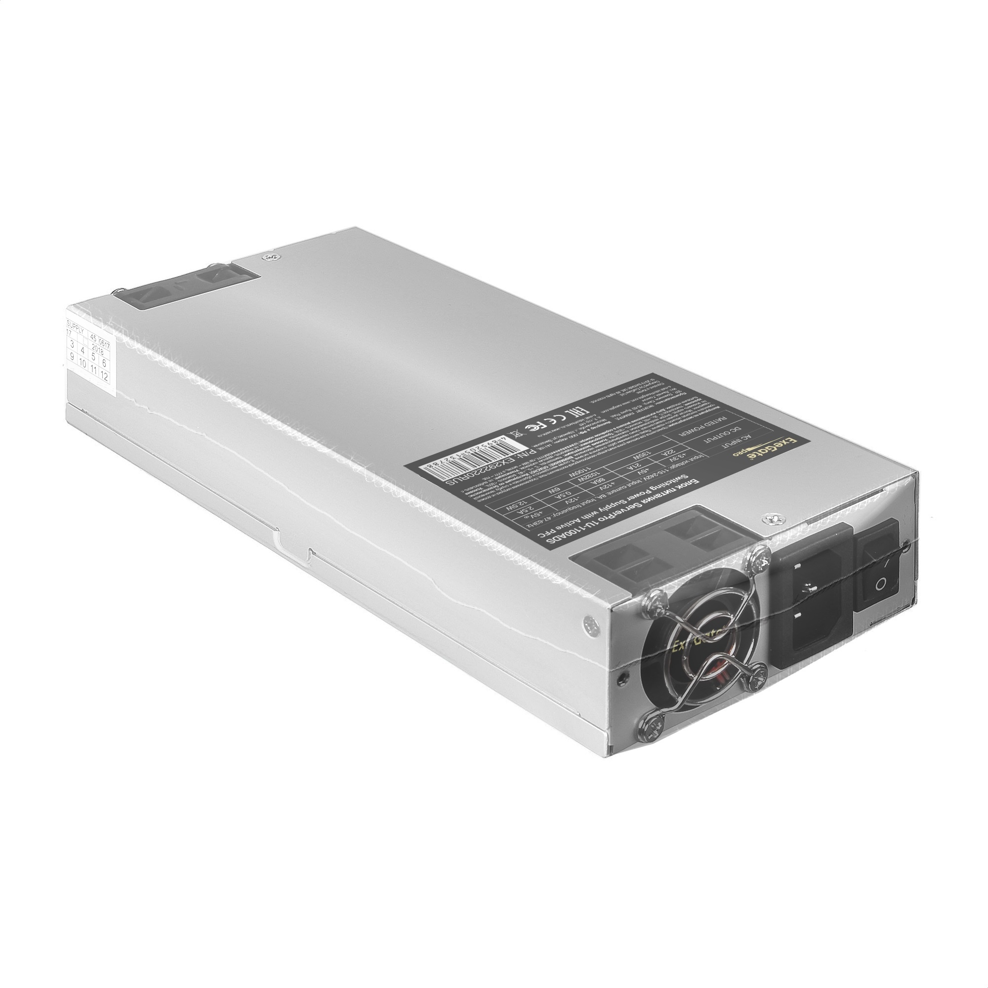 Серверный блок питания  1100W ExeGate ServerPRO-1U-1100ADS (1U, APFC, КПД 92% (80 PLUS Platinum), )