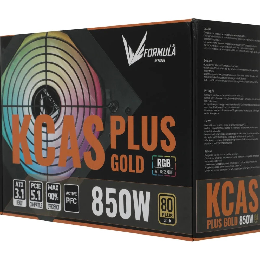 Блок питания Aerocool / Formula KCAS PLUS 850G AC ATX 850W GOLD 80 PLUS gold (20+4pin) APFC 120mm fa