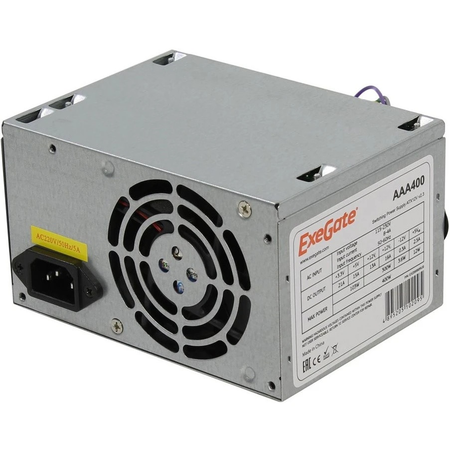 Блок питания ExeGate Special AAA400 (ES259590RUS-PC), 400Вт, 80мм, серебряный