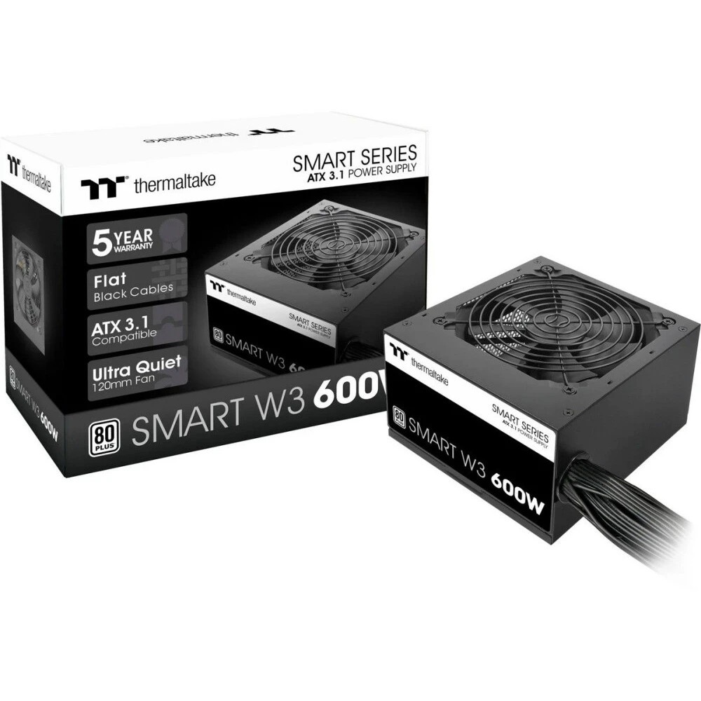 Блок питания Thermaltake Smart W3 600W, ATX 3.1, APFC, 12cm Fan, 80+, Retail
