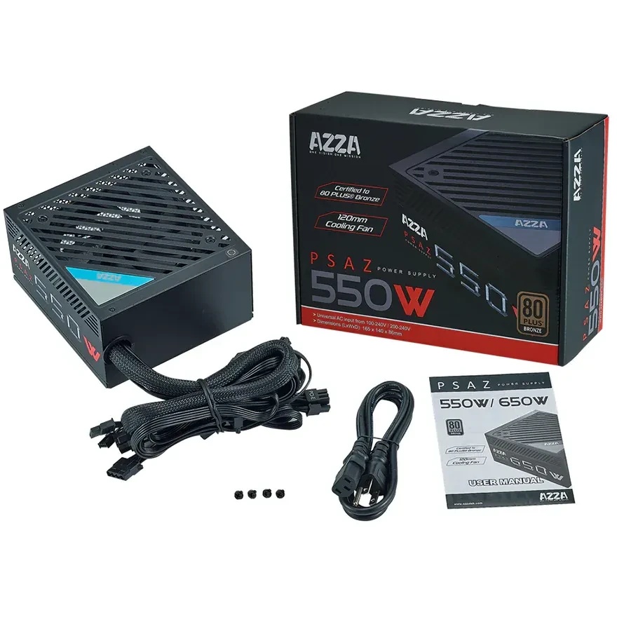 Блок питания Azza ATX 550W PSAZ-550W 80+ bronze (20+4pin) APFC 120mm fan 5xSATA RTL