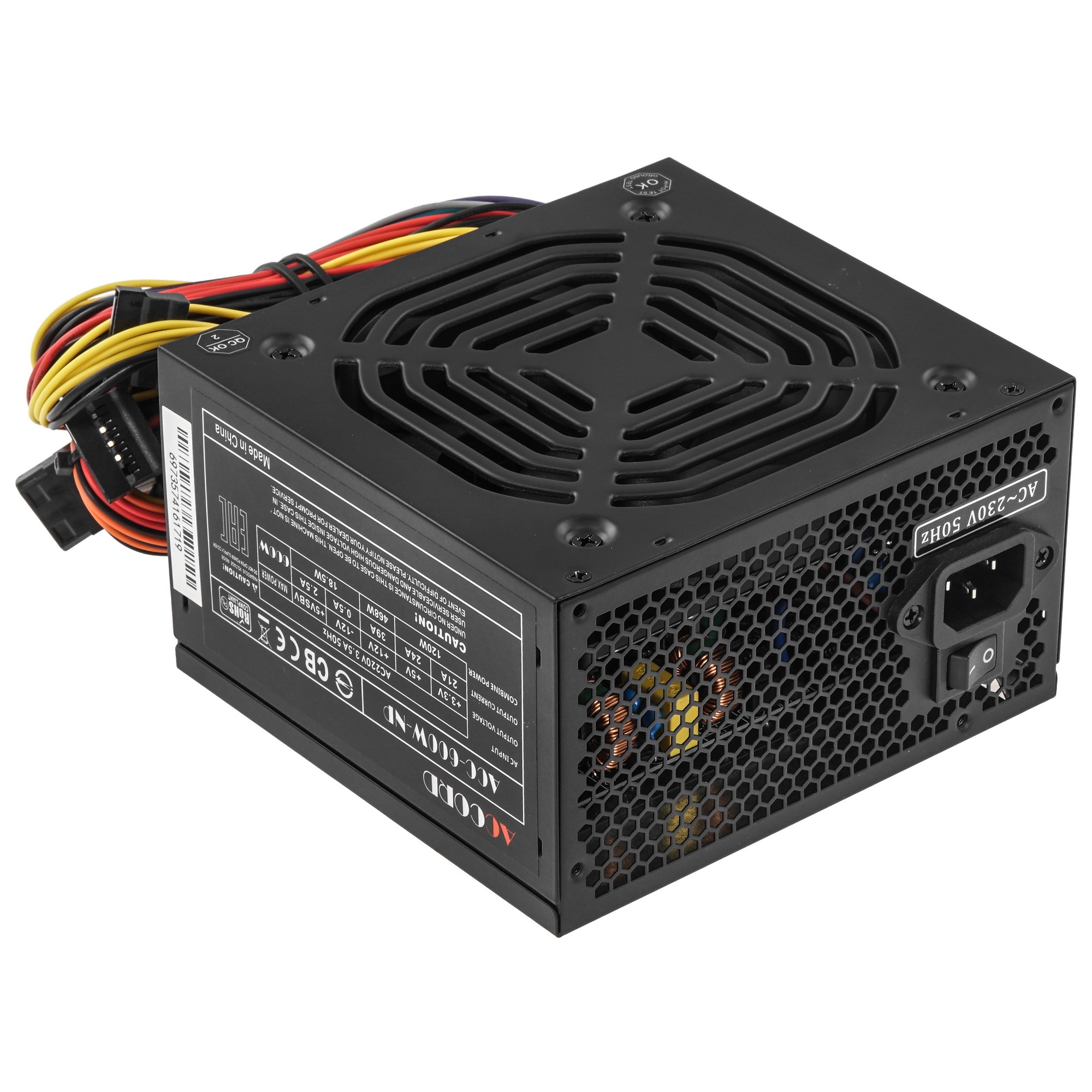 Блок питания Accord  ATX ACC-600W-NP, 600Вт, 120мм, черный