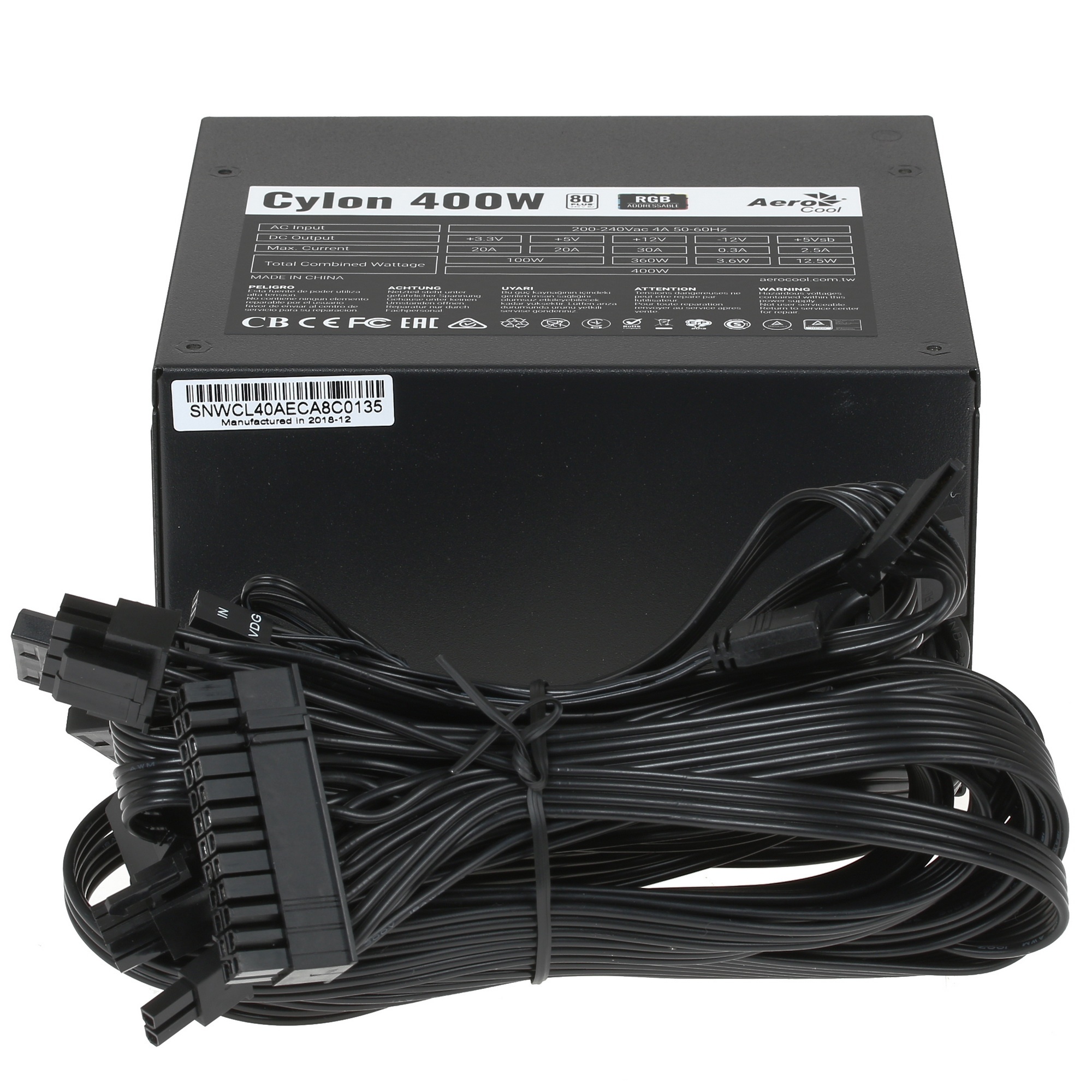 Блок питания Aerocool / Formula CYLON 400, 400Вт, 80 PLUS, 120мм, черный
