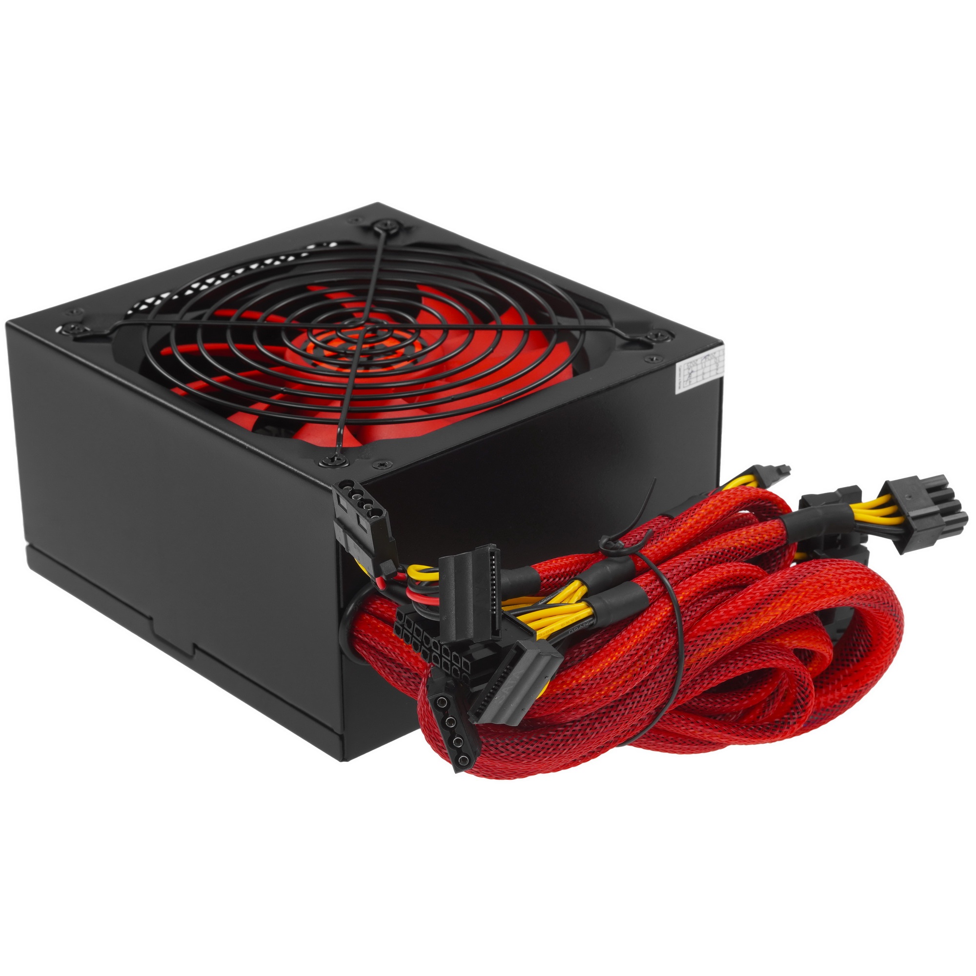 Блок питания Ginzzu PC600 (Red), 600Вт, 80 PLUS, 140мм, черный (Red)