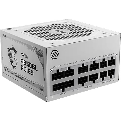 Блок питания MSI MAG A850GL PCIE5 WHITE , 850W, 80+ Gold, полностью модульный, ATX 3.0, PCIE5, RTL