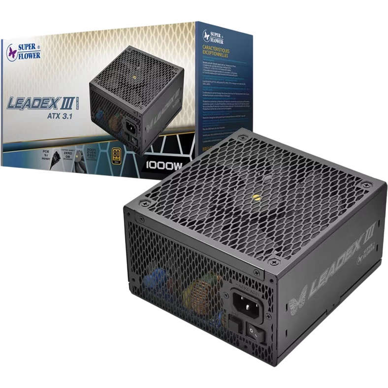Блок питания Super Flower Power Supply Leadex III Gold, 1000 Ватт, 1000W, ATX 3.1, 140mm, 8xSATA, 4x