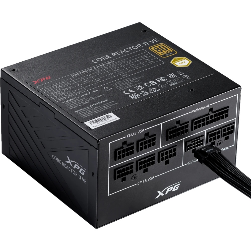 Блок питания ADATA COREREACTORIIVE750G-BKCEU, 750Вт, 80 PLUS Gold, 120мм, модульный, черный