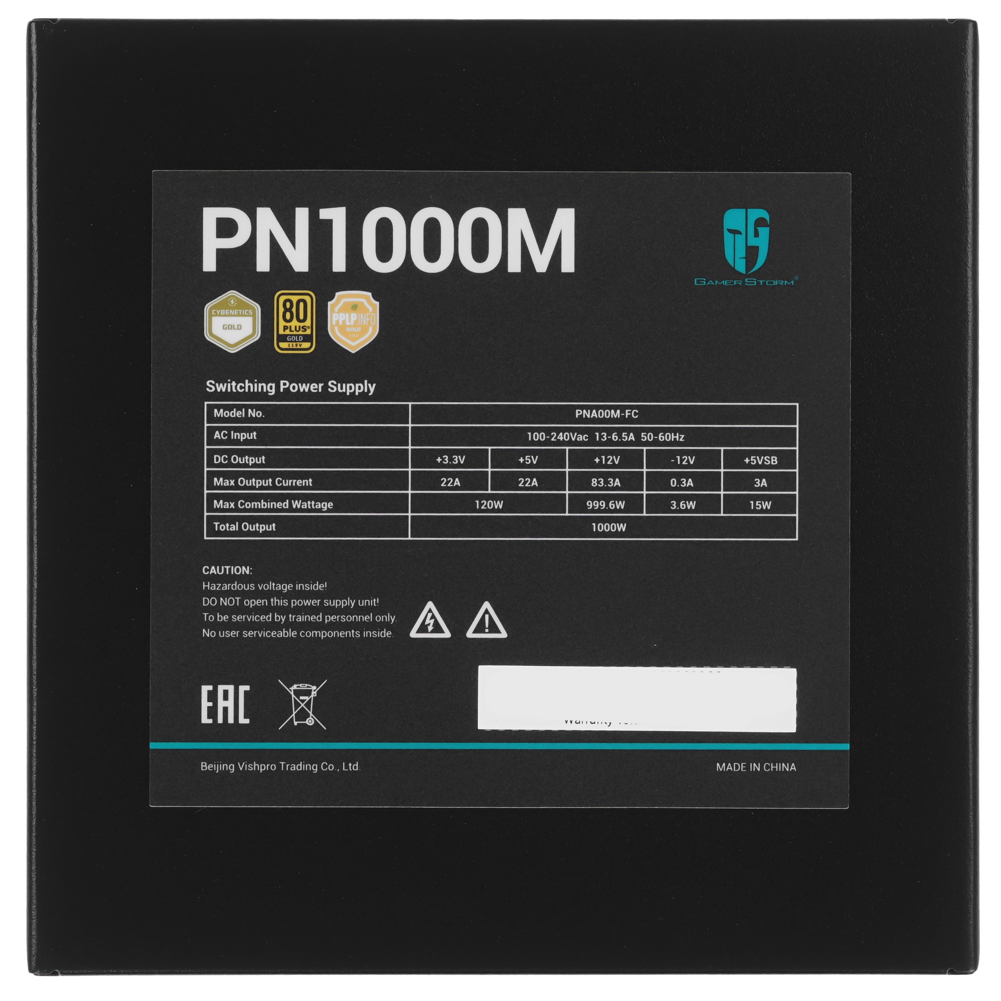 Блок питания Deepcool / GamerStorm PN1000M, 1000Вт, 80 PLUS Gold, 135мм, модульный, черный