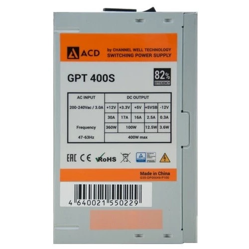 Блок питания CWT GPT-400S, 400Вт, 120мм, серый