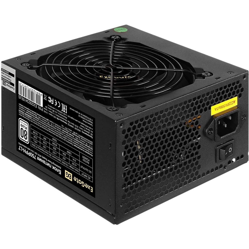 Блок питания ExeGate 750PPH-LT-OEM RTL (EX292341RUS-OEM), 750Вт, 80 PLUS, 120мм, черный