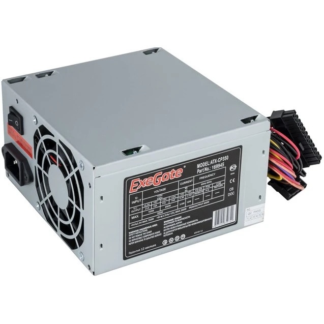 Блок питания ExeGate CP350 (EX169945RUS-PC), 350Вт, 80мм, серебрянный