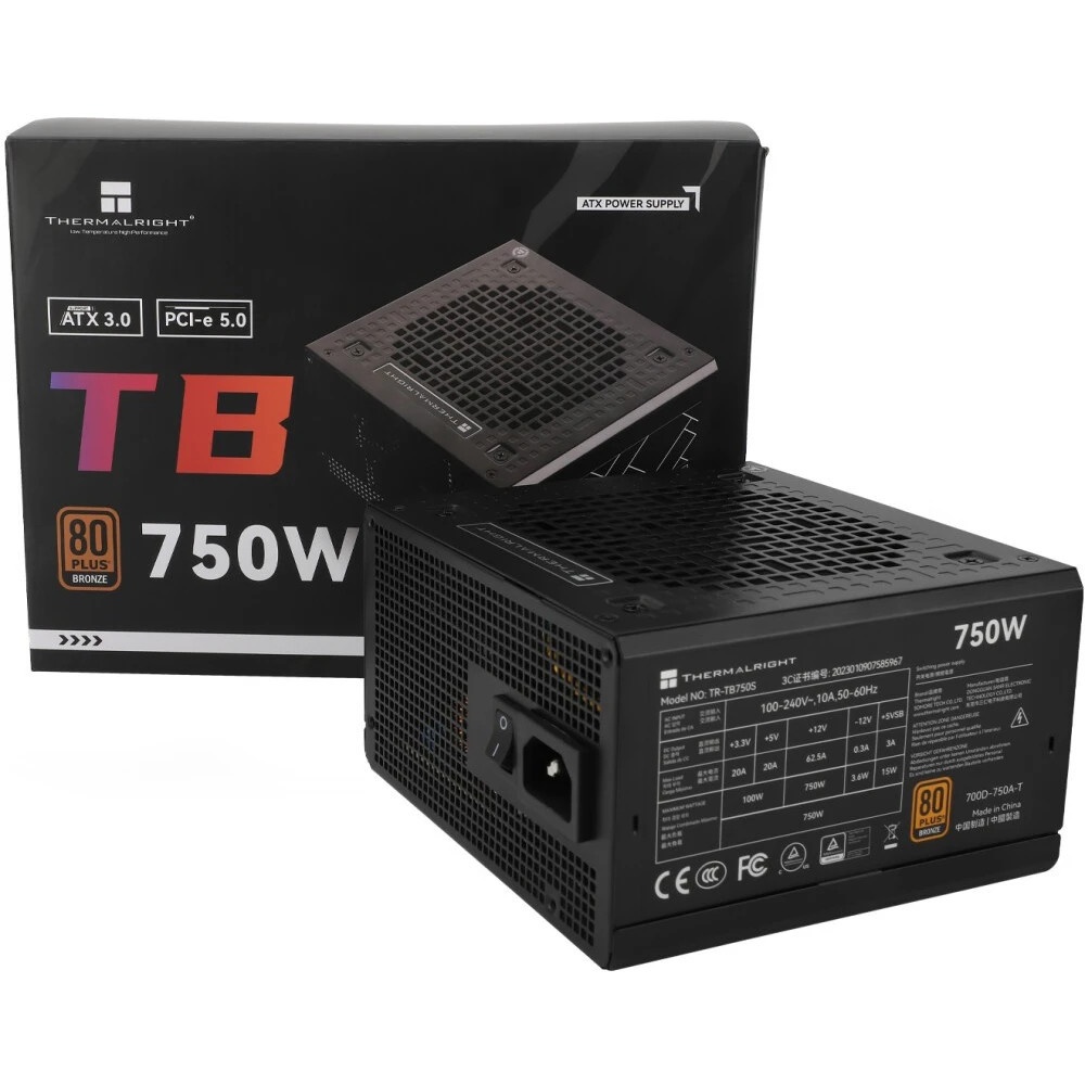 Блок питания Thermalright TR-TB750S, 750W 80 PLUS Bronze, (ATX, 3, PCIe 5.0, Non-modular, 1x24(20+4)