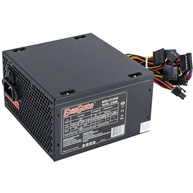 Блок питания Exegate XP400 EX219459RUS-S, 400Вт, 120мм, черный