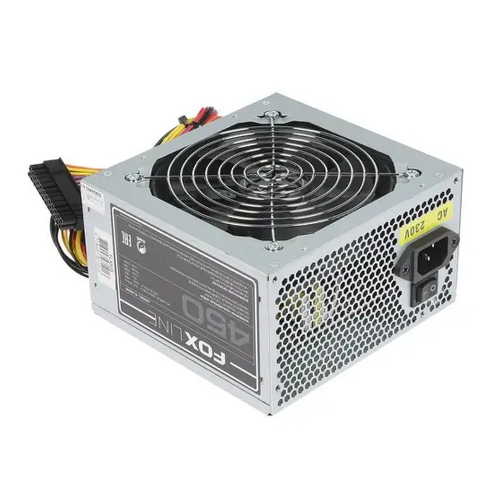 Блок питания FoxLine 450W FL450S 450W, NOPFC, 120FAN, 3xSATA, 2xPATA, 1xFDD, 1xPCI-E, 24+4