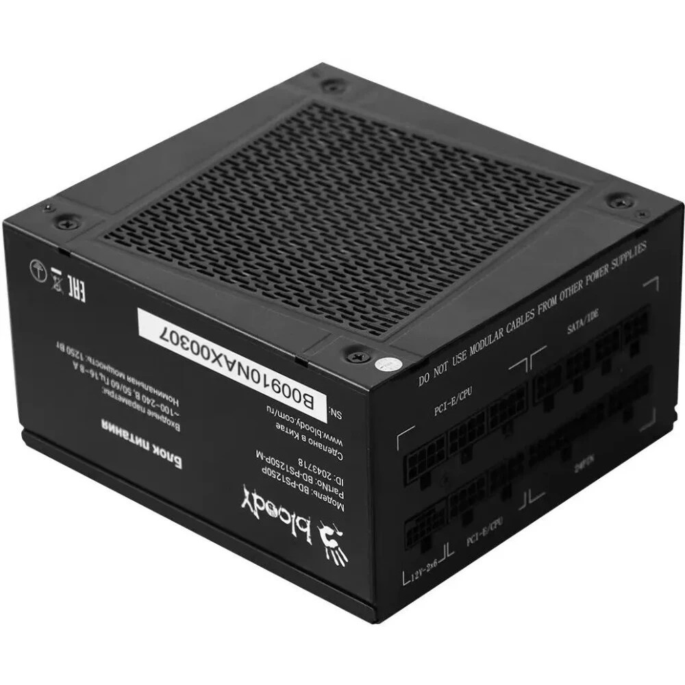 Блок питания Bloody BD-PS1250P, 1250 Вт, 80 PLUS Platinum, 140мм, модульный, черный