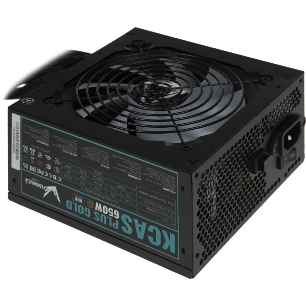 Блок питания Aerocool / Formula KCAS PLUS 650G, Gold 650Вт, 80 PLUS Gold, 120мм, черный
