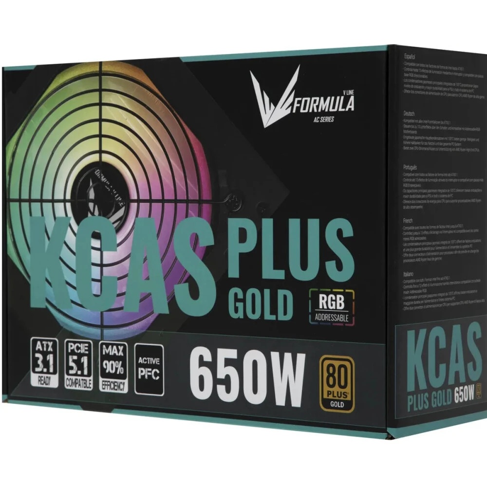 Блок питания Aerocool / Formula KCAS PLUS 650G, Gold 650Вт, 80 PLUS Gold, 120мм, черный
