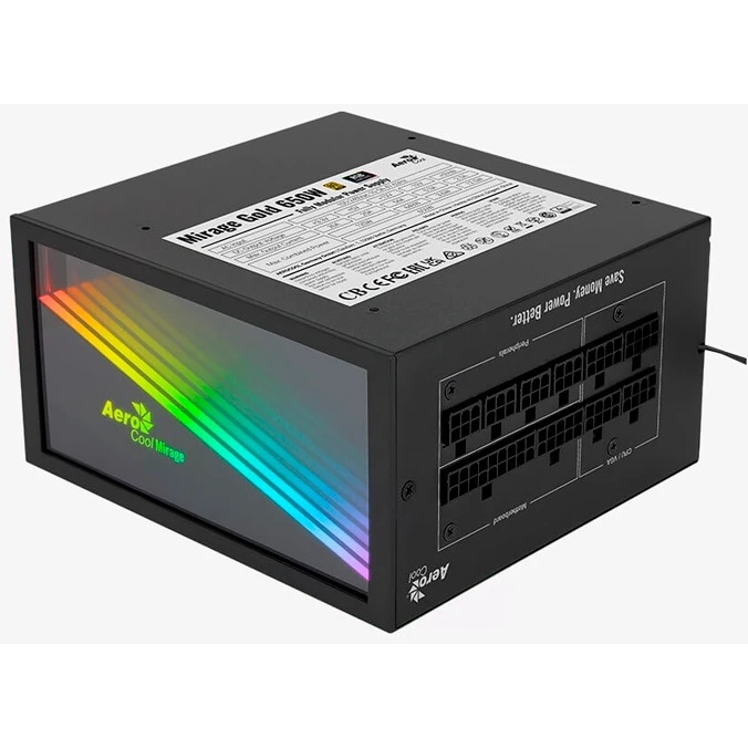 Блок питания Aerocool / Formula MIRAGE GOLD 650W, 650Вт, 80 PLUS Gold, 120мм, модульный, черный