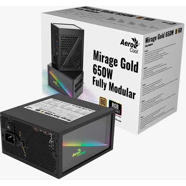 Блок питания Aerocool / Formula MIRAGE GOLD 650W, 650Вт, 80 PLUS Gold, 120мм, модульный, черный