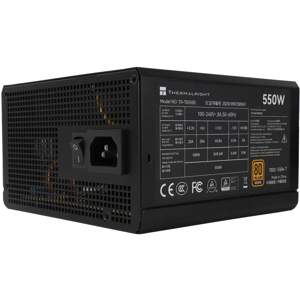 Блок питания Thermalright TR-TB550S, 550W 80+ Bronze (ATX, 3, Non-modular, 1x24(20+4)pin 550mm, 1xCP