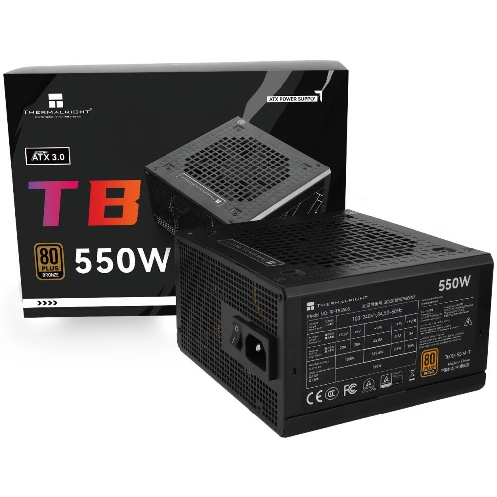 Блок питания Thermalright TR-TB550S, 550W 80+ Bronze (ATX, 3, Non-modular, 1x24(20+4)pin 550mm, 1xCP