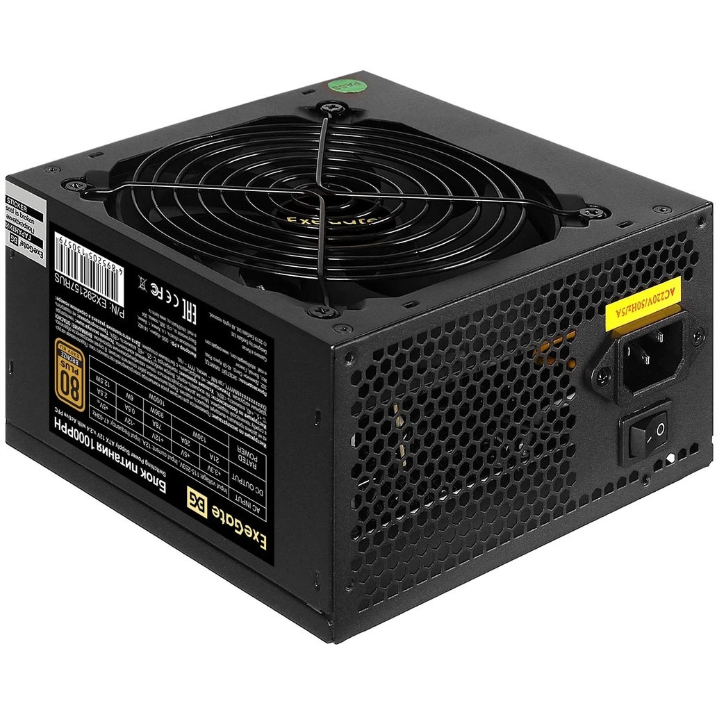 Блок питания ExeGate EX292157RUS-OEM-S, 1000Вт, 80 PLUS Bronze, 120мм, черный