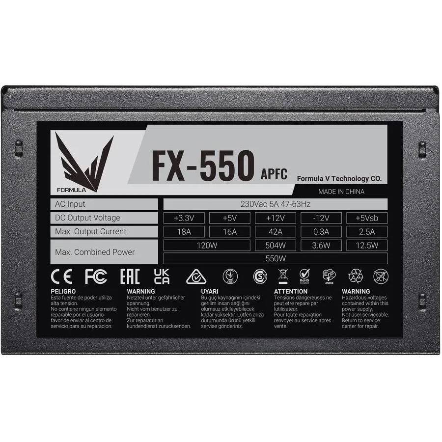 Блок питания Aerocool / Formula FX-550 (24+4+4pin) APFC 120mm fan 4xSATA RTL