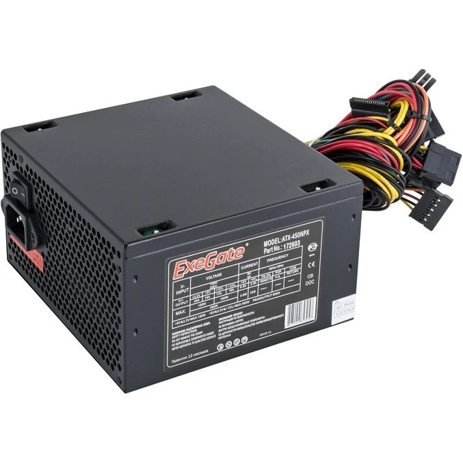 Блок питания ExeGate 450NPX (EX224733RUS-PC), 450Вт, 120мм, черный