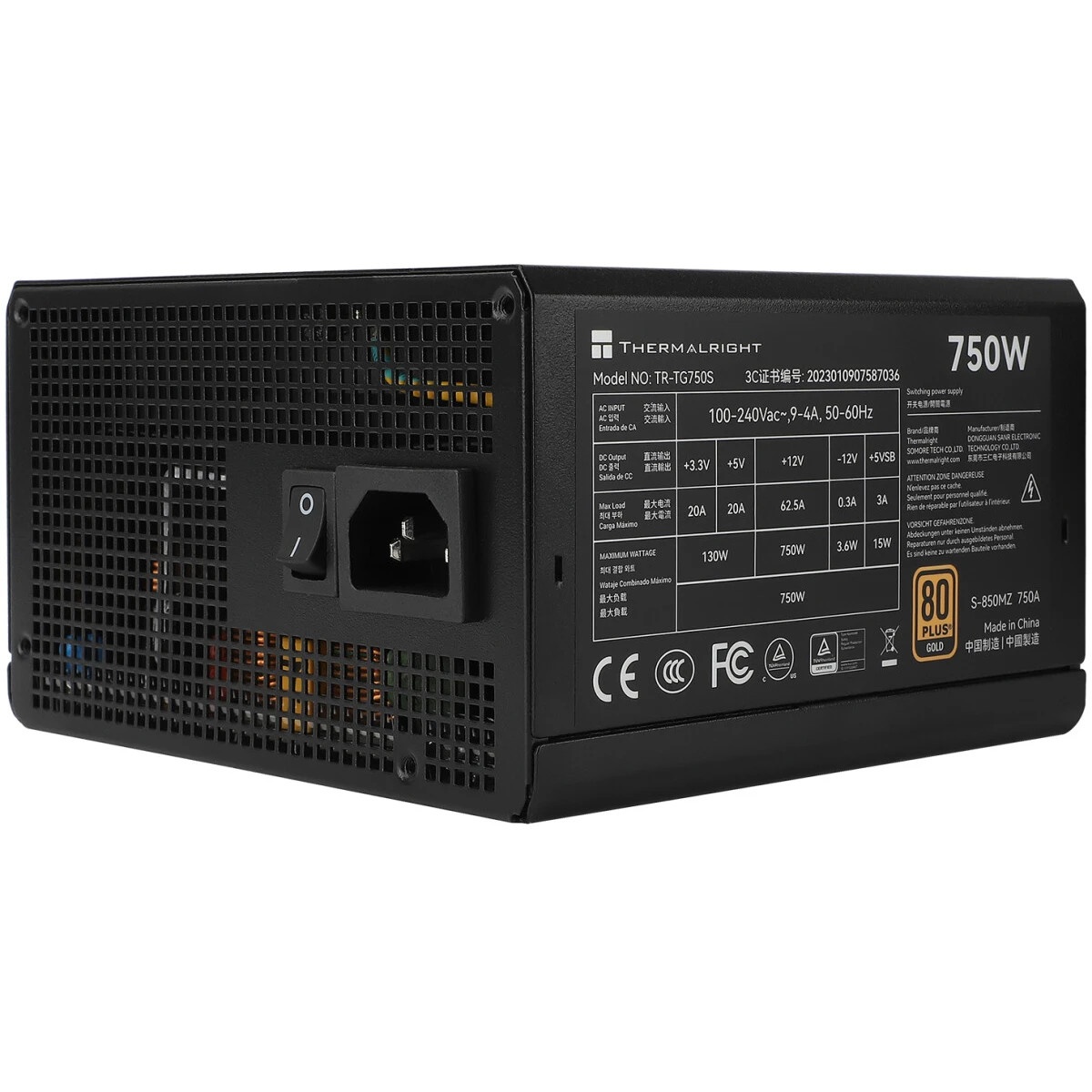 Блок питания Thermalright, 750W 80+ Gold (ATX, 3.0, PCIe 5.0, Non-modular, 1x24(20+4)pin, 1xCPU 8(4+